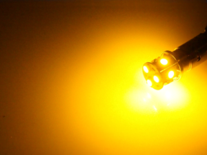 BA15S LED lamp amber yellow - suitable for 12 & 24 volt use - for daytime running lamp, double burner, parking light and interior - EAN: 6090429220268