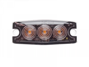 Ultradünnes 3 LED Blitz ROT zur Aufputzmontage - flaches Modell für den Kühlergrill oder Heck Ihres PKW, LKW, Anhänger, Traktor und mehr - verwendbar für 12 & 24 Volt - EAN: 6090429764779
