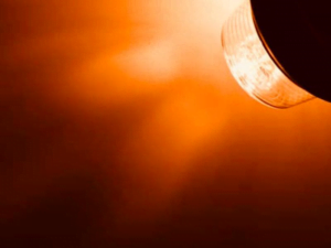 Gylle LED orange with colored glass - part for a Danish LED lamp - suitable for 12 and 24 volt use - EAN: 7392847307958