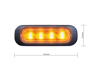 Strands Dark Knight 4 LED flitser met helder glas - LED flitser met ECE R65 keurmerk die geschikt is voor 12 en 24 volt gebruik - EAN: 7350133813507