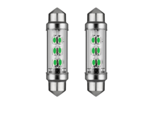 Festoon LED tube lamp 24 volt GREEN - LED interior lamp that fits in a tube lamp socket - can be mounted in truck, trailer and camper if it is connected to 24 volts - LED lamp is equipped with 6 LED points - EAN: 7448154215285