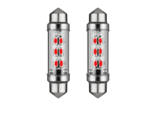 Festoon LED buislamp 24 volt ROOD - LED interieur lamp die past in een buislamp aansluiting - te monteren in vrachtwagen, trailer en camper als deze op 24volt is aangesloten - LED lamp is voorzien van 6 LED punten - EAN: 7448152998937