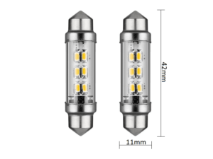 Festoon LED buislamp 24 volt WIT - LED interieur lamp die past in een buislamp aansluiting - te monteren in vrachtwagen, trailer en camper als deze op 24volt is aangesloten - LED lamp is voorzien van 6 LED punten - EAN: 7448154612664