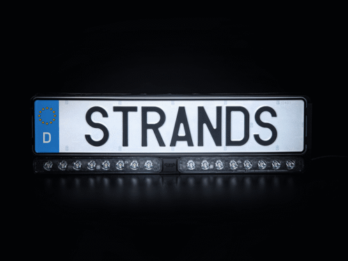 Strands NUUK E-LINE Kennzeichenhalter mit integriertem DUO LED bar – funktioniert mit 12 und 24 Volt – geeignet für Auto, Wohnmobil, LKW, Traktor und mehr – EAN: 7323030191689